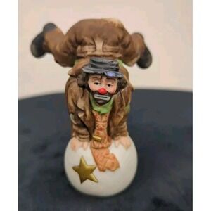 Emmett Kelly‎ Jr Ceramic Clown Handstand On Ball 3.5" Tall by Flambro, EUC